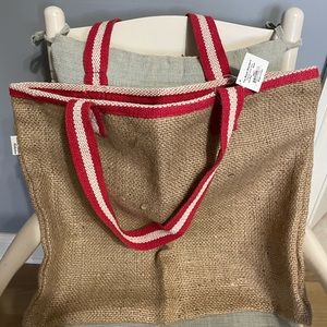 Brown burlap shoulder bag